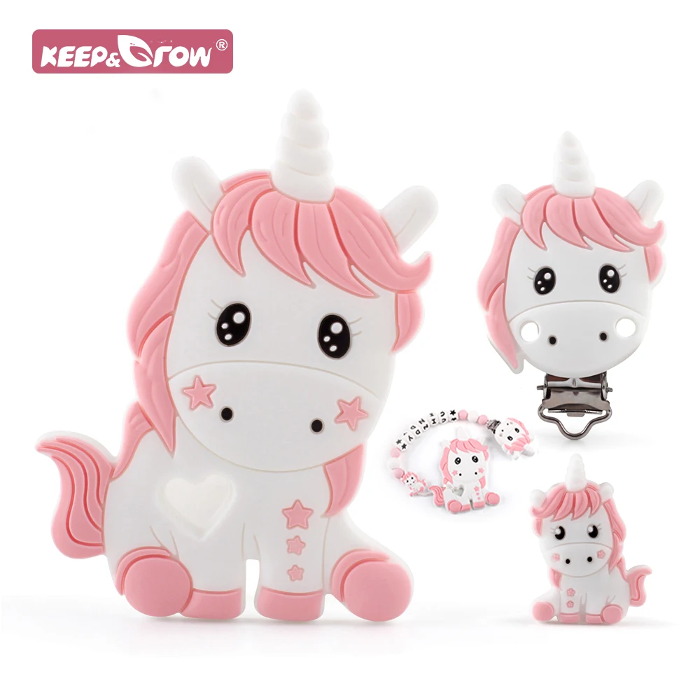 Силиконовые бусины для прорезывателя зубов зажимы в виде букв единорога цепочка