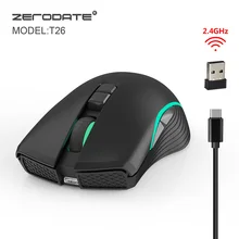 2.4G Wireless TYPE-C Fast Charge Mice 2400DPI 7 Keys Eergonomic Optical RGB Light Gaming Mouse for PC Laptop