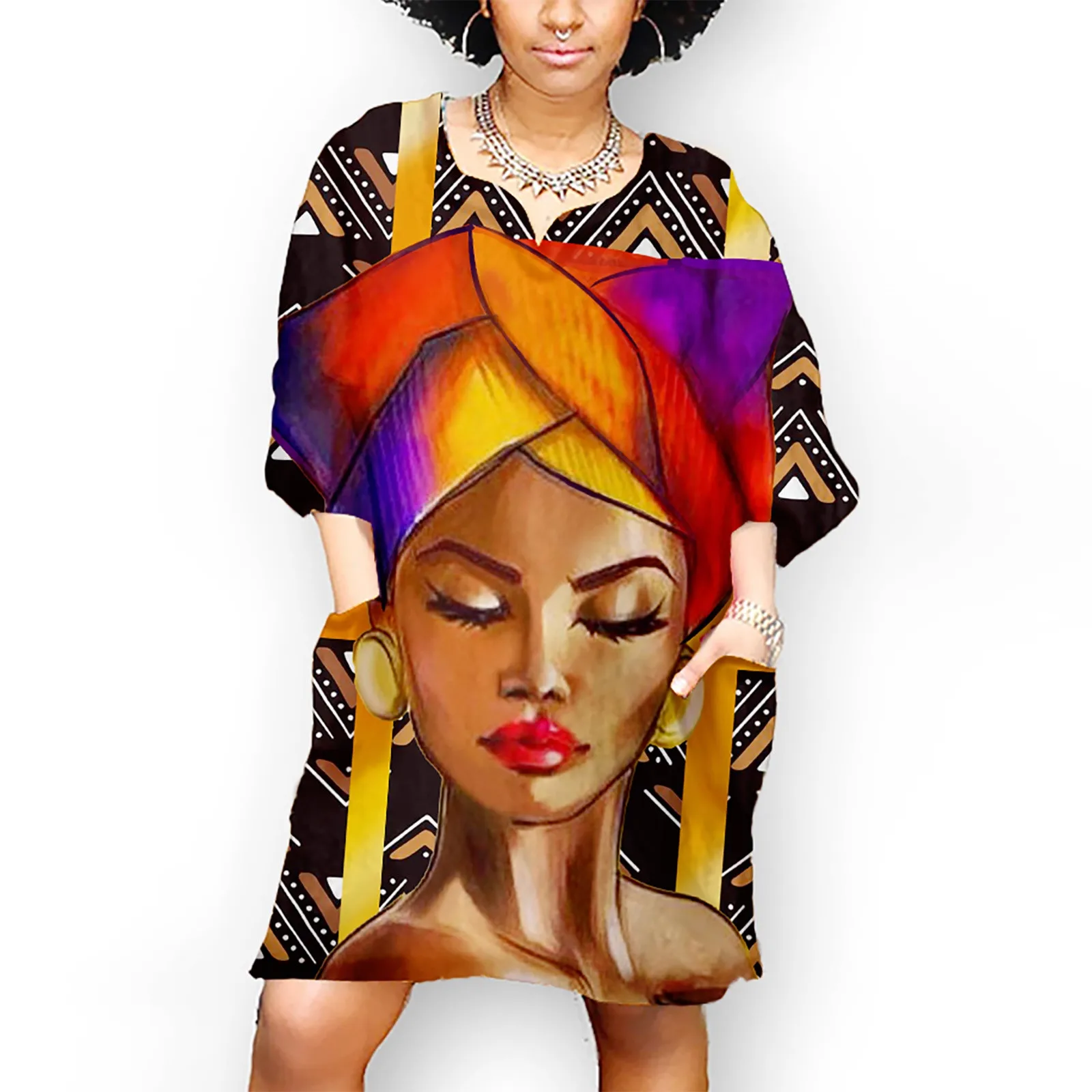 Элегантные платья для женщин Платье с Африканским винтажным принтом средней