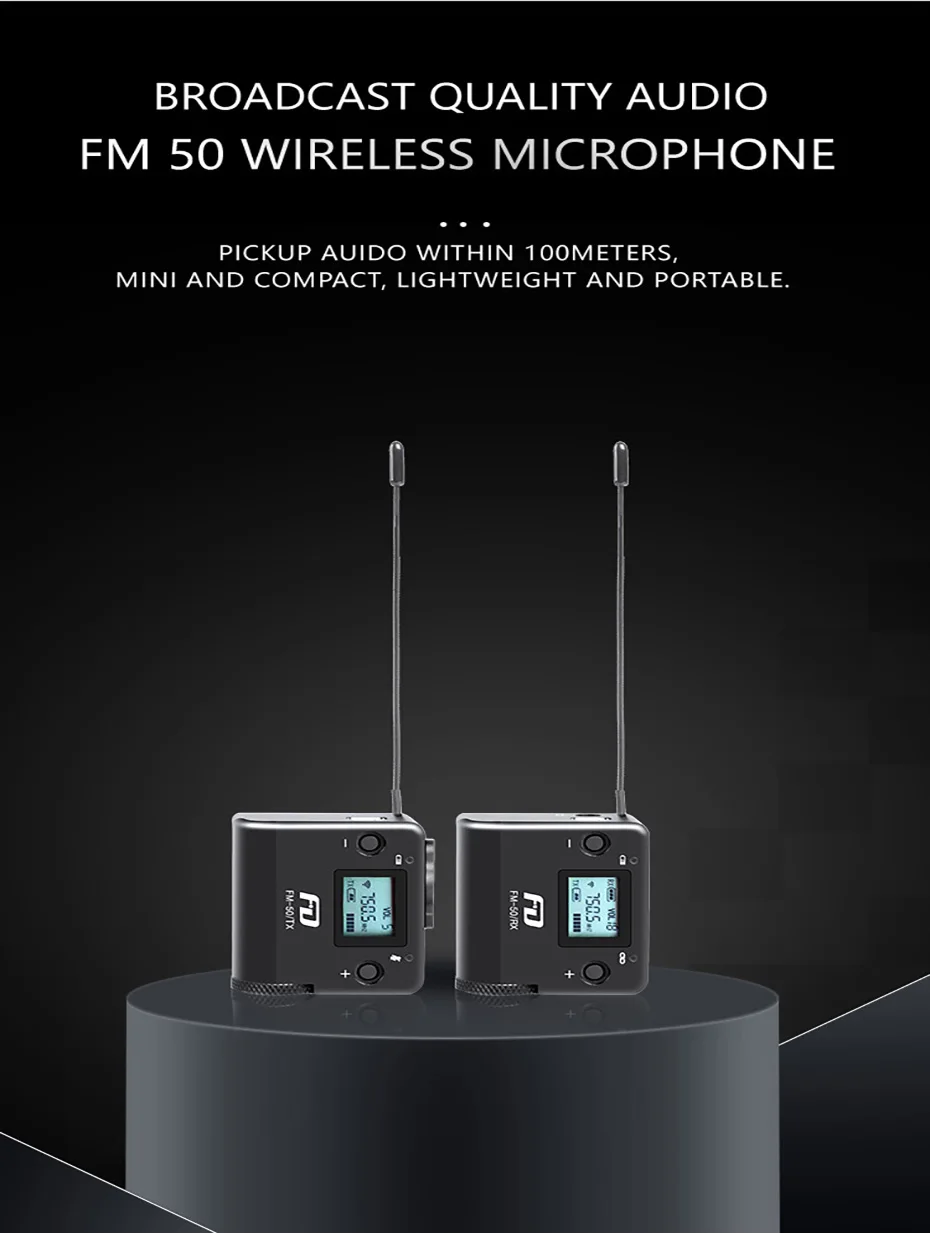 Ulanzi FD FM50 беспроводной микрофон с экраном дисплея 100 м стабильный UHF петличный