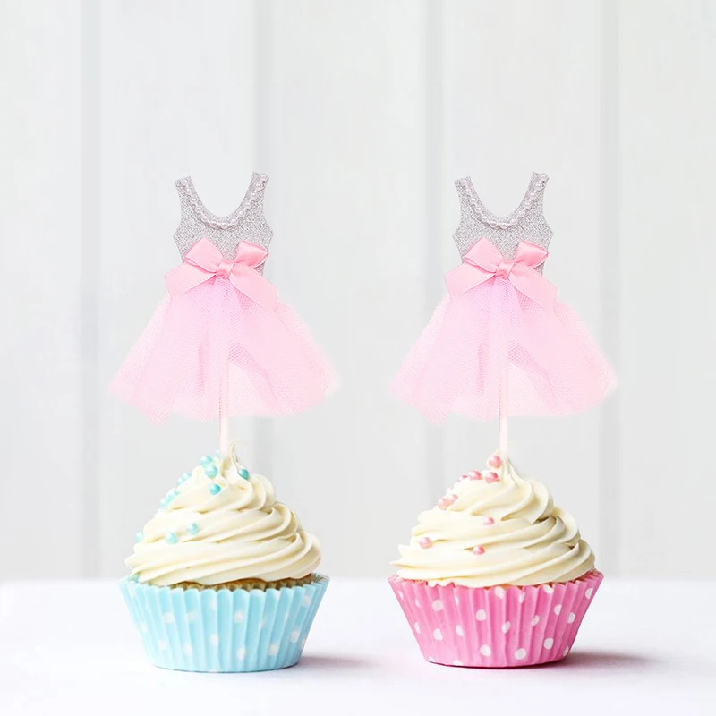 5 шт. Топпер для кексов девочек на день рождения украшение блестящее платье