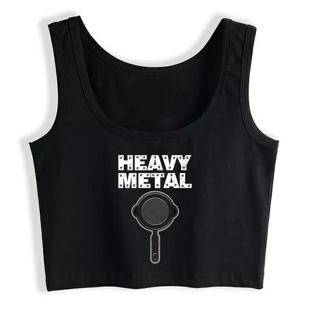 

Crop Top Women Heavy Metal Shirt Cast Iron Pan Culinary Chef Cook Harajuku Tank Top Women Anime Women Clothes