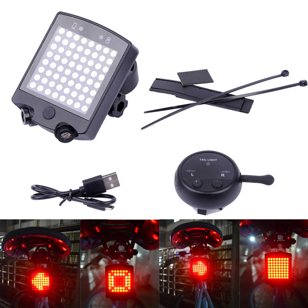 Беспроводной задний фонарь для велосипеда 64 светодиода зарядка через USB | Спорт и