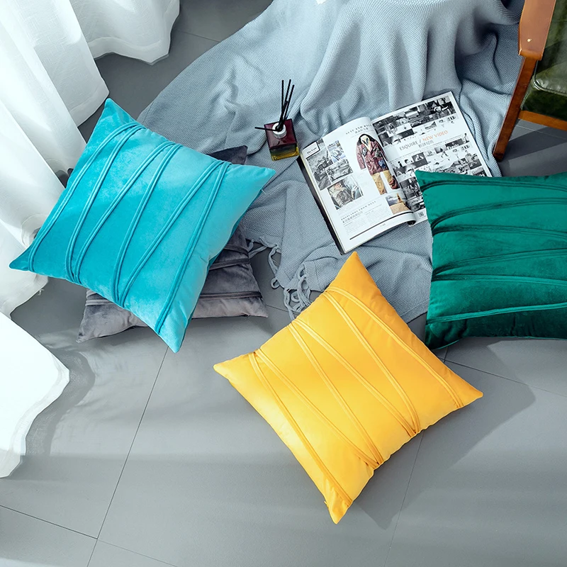 Velvet Striped Decorative Pillow Covers Cojines Nordic Sofa Bedroom Case Home Decor Cozy Cushion Cover 45x45cm 1pc | Дом и сад