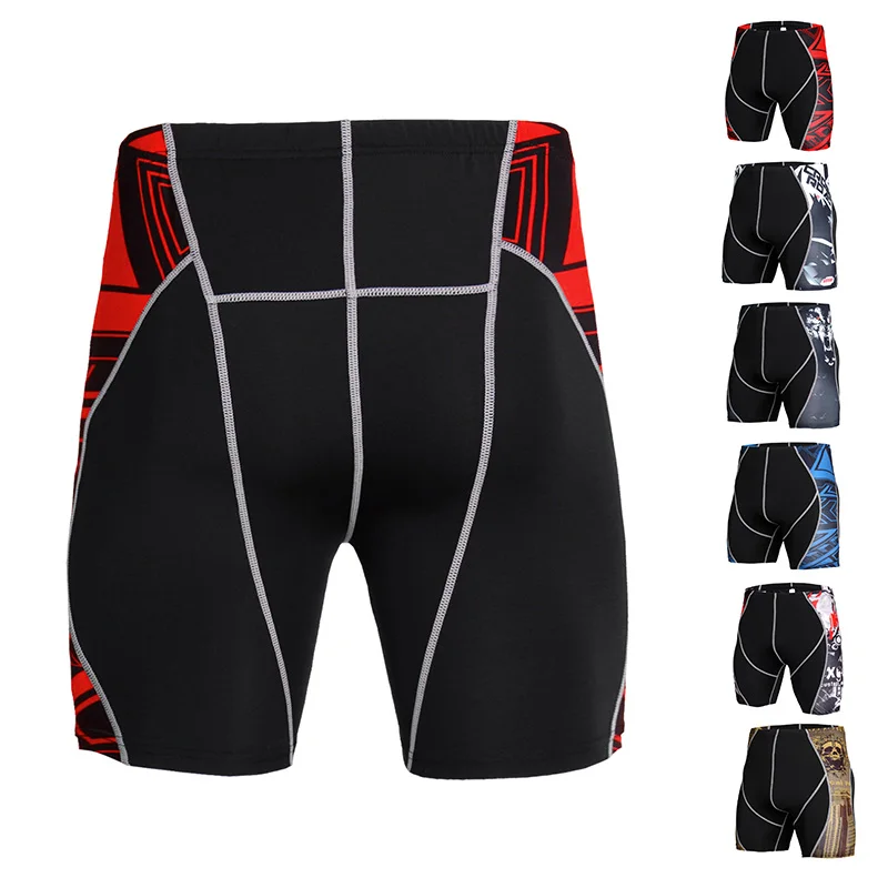 

Мужские спортивные шорты с принтом, шорты для бега, тренировок, фитнеса, бодибилдинга, спортивные штаны, компрессионные обтягивающие сухие ...