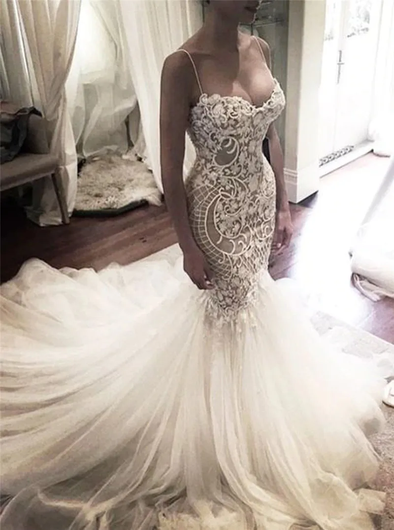 SWEMILE Русалка Кружева Свадебные платья Robe De Mariee пикантные тонкие бретельки невесты платья Свадебные платья Vestidos De Novia