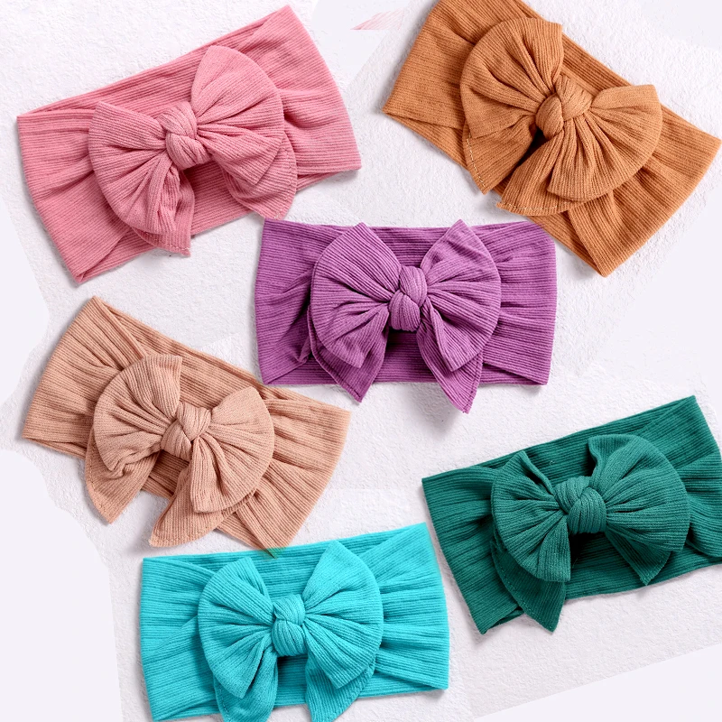 

40 Colors Striped Print Baby Girls Nylon Turban for Kids Hair Accessories Baby Bows Soft Headwrap Nylon Headbands for Children