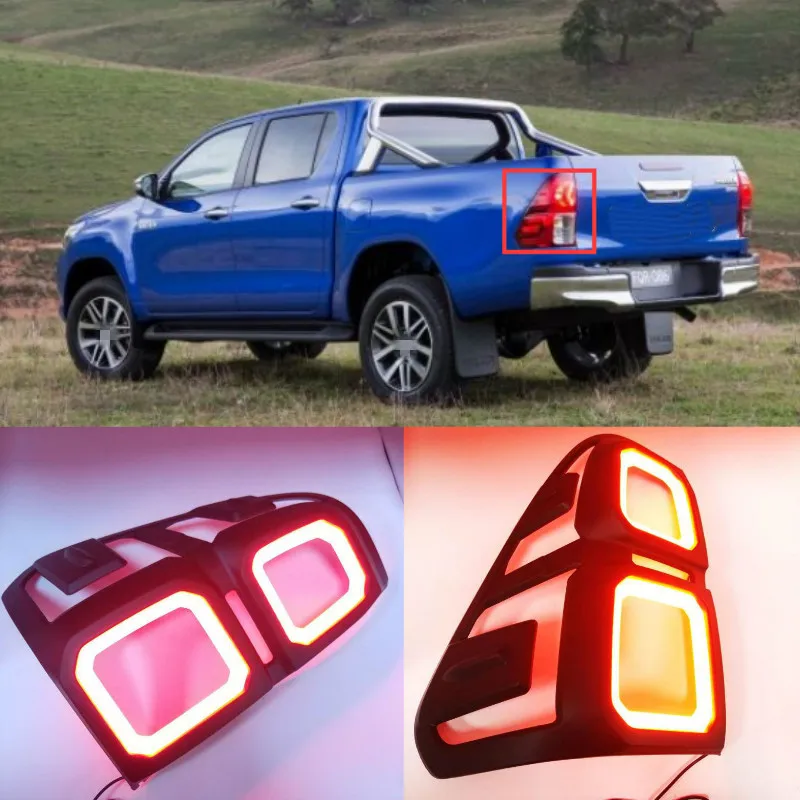 

LED REAR LIGHTS TAIL LAMP REAR BRAKE LIGHTS WITH TURN SIGNAL STROBE LIGHTTING FIT FOR HILUX REVO 2015-2017