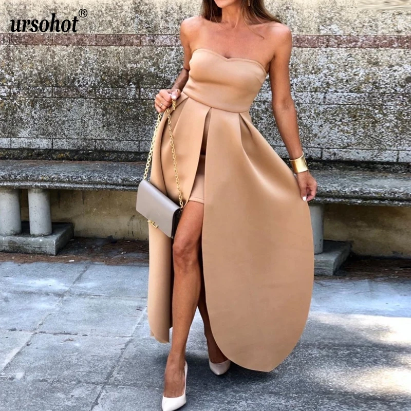 Uroshot Сексуальное женское платье без бретелек с открытыми плечами рукавов