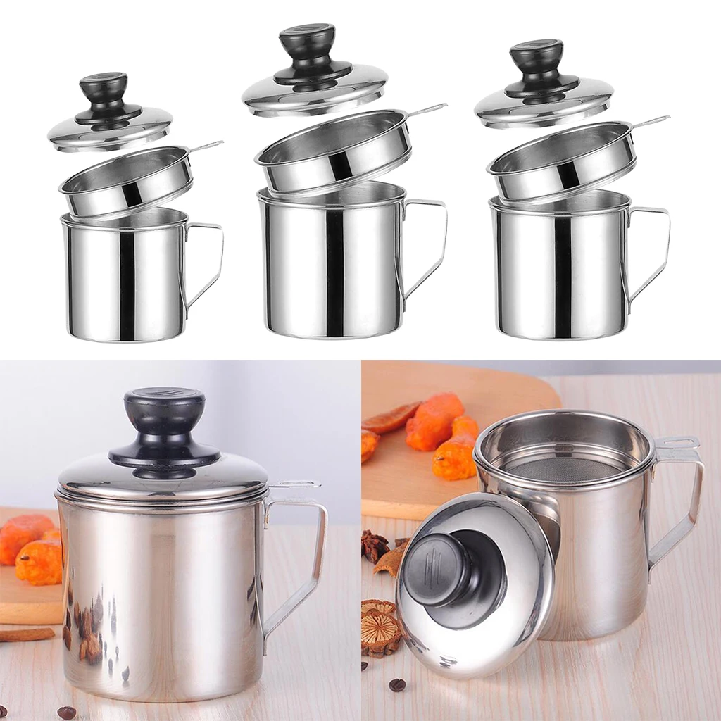

1pc Bacon Grease Container Oil Can Frying Oil Storage Separator Keeper