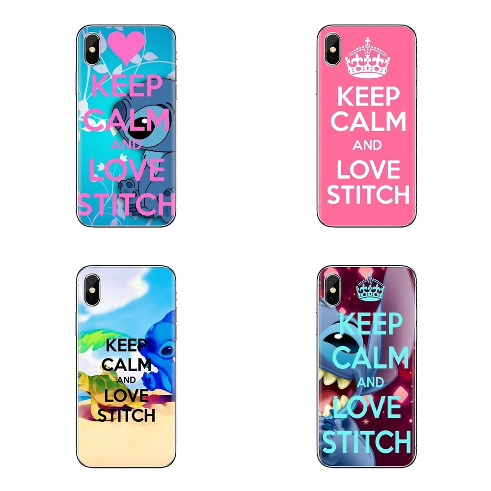 Силиконовый чехол для iPhone XS Max XR X 4 4s 5 5S 5C SE 6 6S 7 8 Plus samsung Galaxy J1 J3 J5 J7 A3 A5 keep calm and love stich