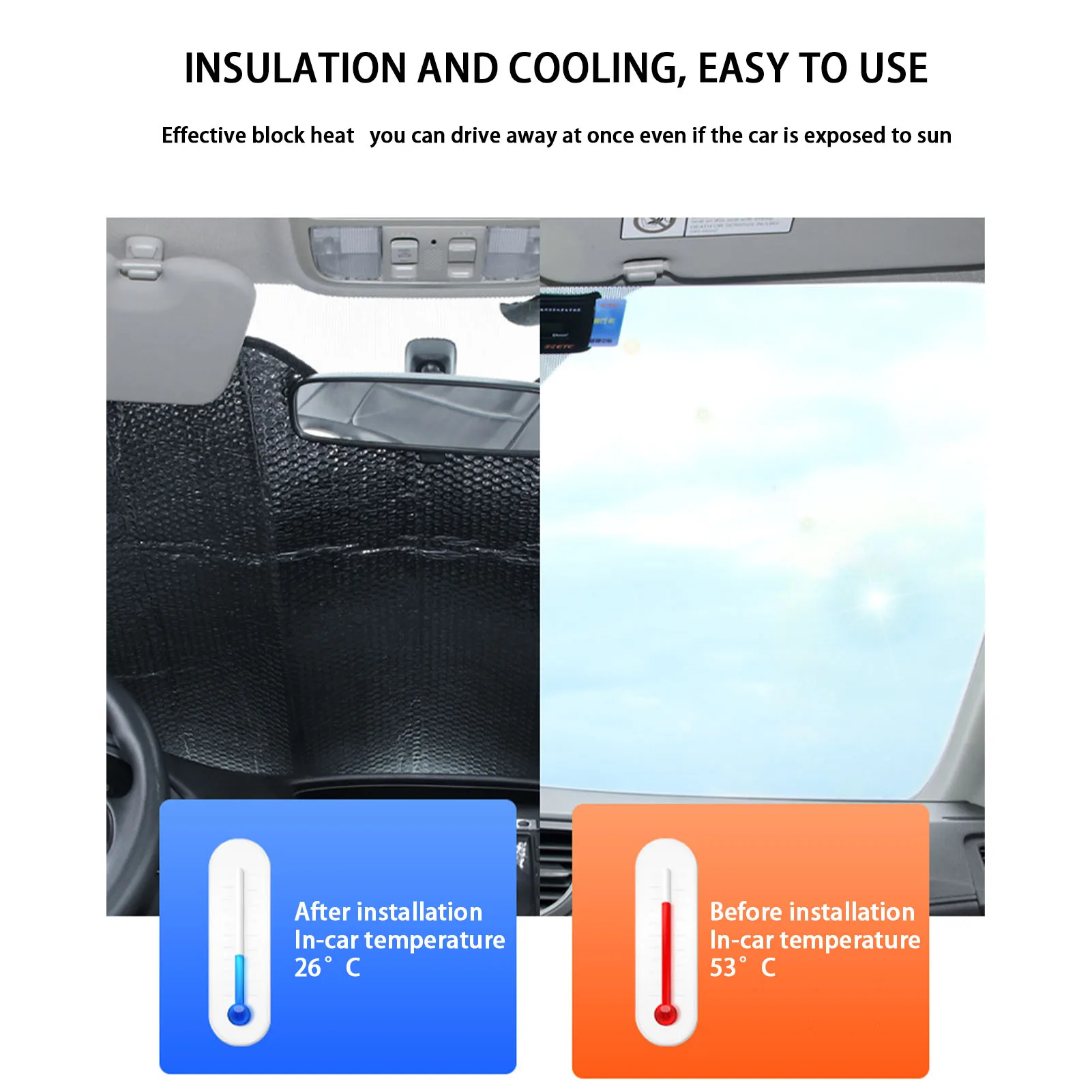 

Car Front Window Sun Shades Aluminum Foil Windshield Sunshade Heat Insulation UV Protection Vehicle 5 Layer Window Sun Block