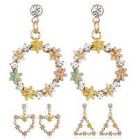 round simple alloy drop oil flower earrings garland circle drop earrings 2019 modern fashion jewelry
