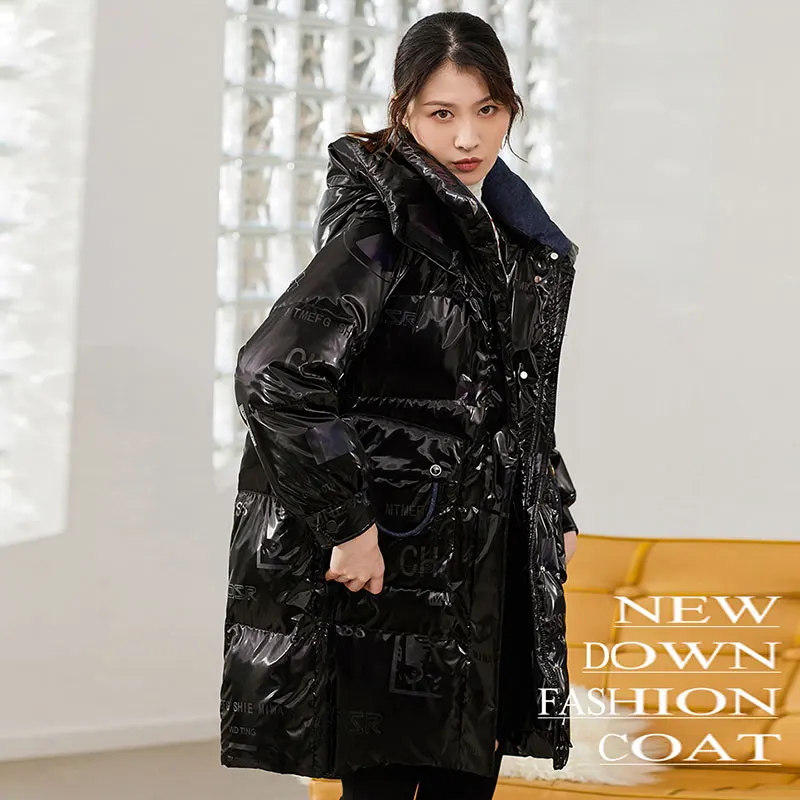 

Женская зимняя куртка-пуховик с капюшоном, теплый пуховик в стиле кэжуал, простой свободный пуховик для женщин, 2021