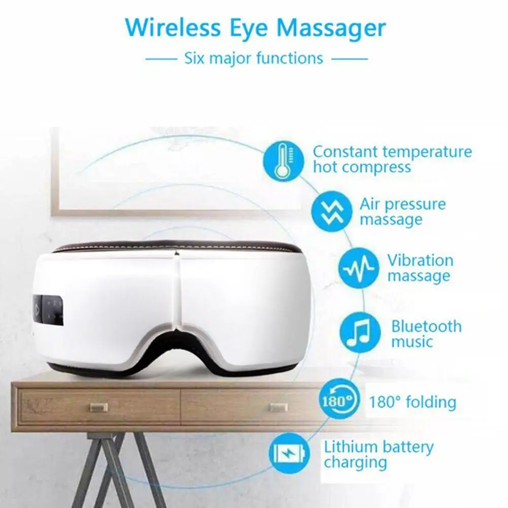 

1Pc Smart Electric Eye Massager Heated Air Pressure Sleeping Eye Bluetooth Music Massager Care Foldable Eyes Tool Vibration O0C8
