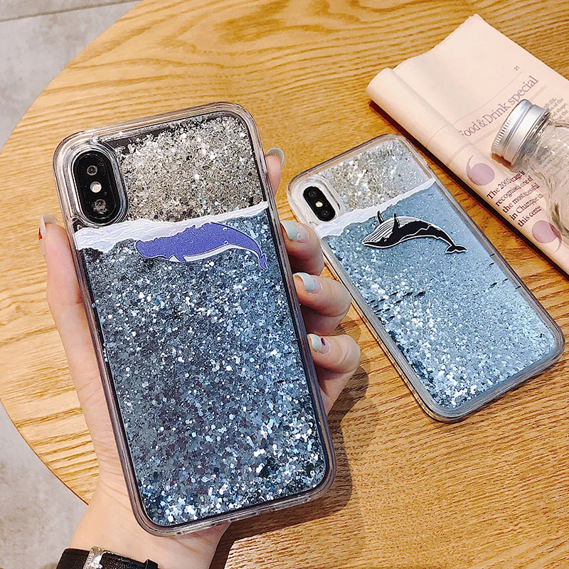 Динамичными плавающими жидкими мягкий чехол для Samsung A10 A6 A8 A7 2018 A750 S10 S9 S8 плюс S7