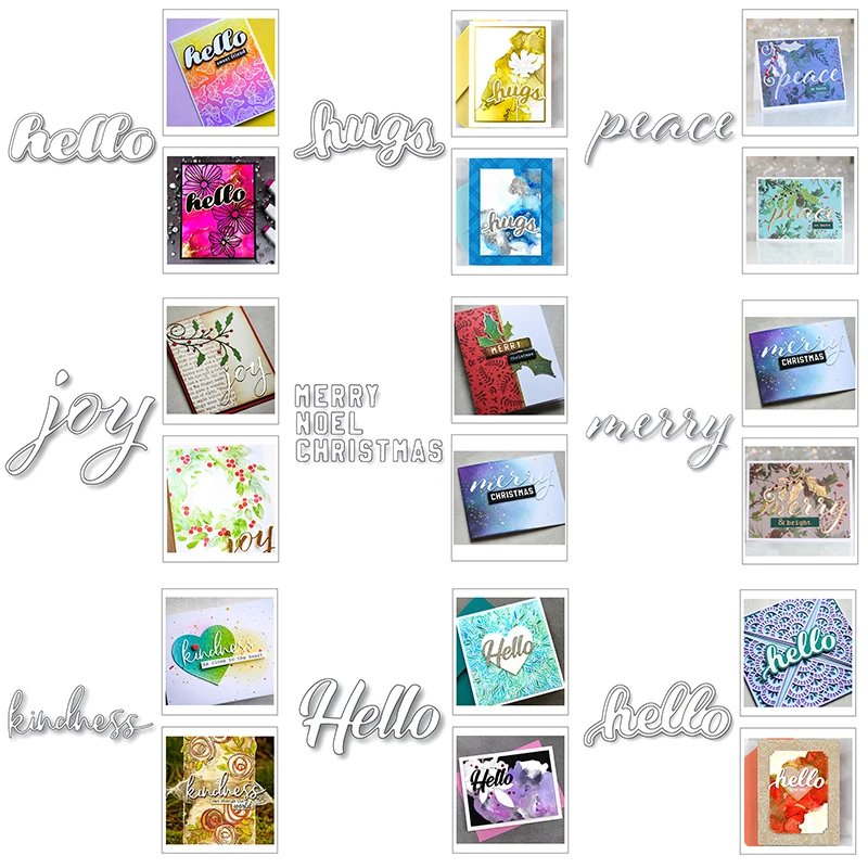 

2020 New Sentiment Words Hello Love Metal Cutting Dies and Heart Happy Scrapbooking For Crafts Thank You Card Making No Stamps