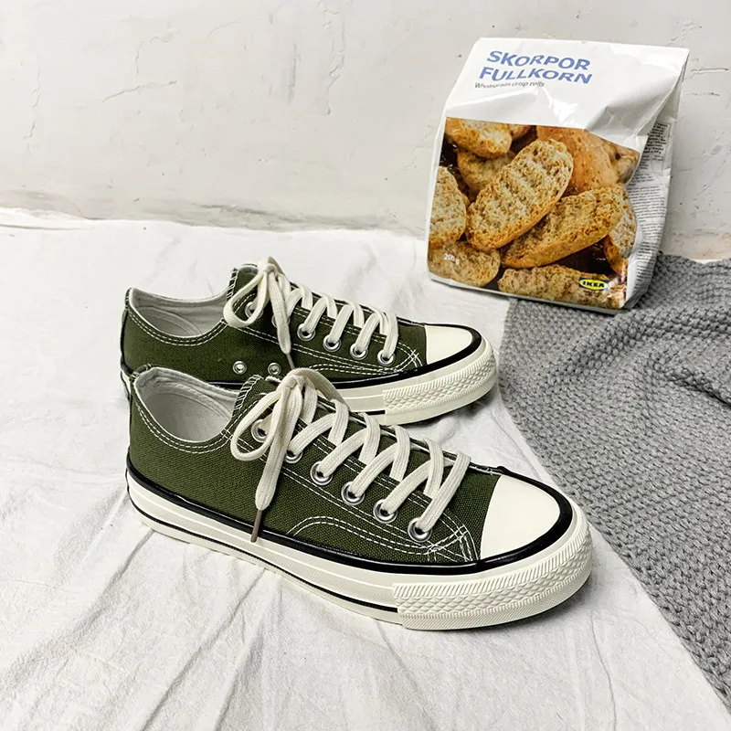 Классические парусиновые туфли в стиле ретро для студентов повседневные