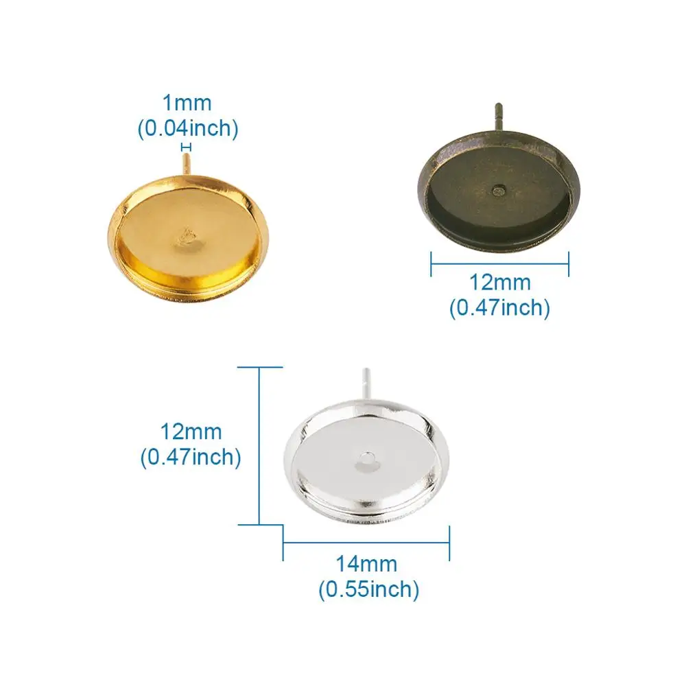 30 шт. латунные шпильки для ушей кабошоны разноцветные плоские круглые