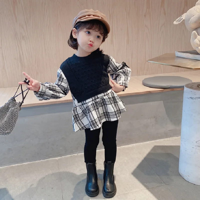 

Girl Dress Kids Baby Clothes 2021 Plaid Spring Summer Toddler Party Evening Uniform Dresses Gift Cotton Children Clothing