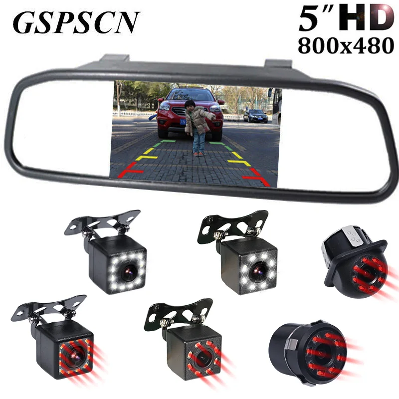 Универсальное зеркало заднего вида 2 в 1 5 дюймов TFT с камерой парковочной ночным