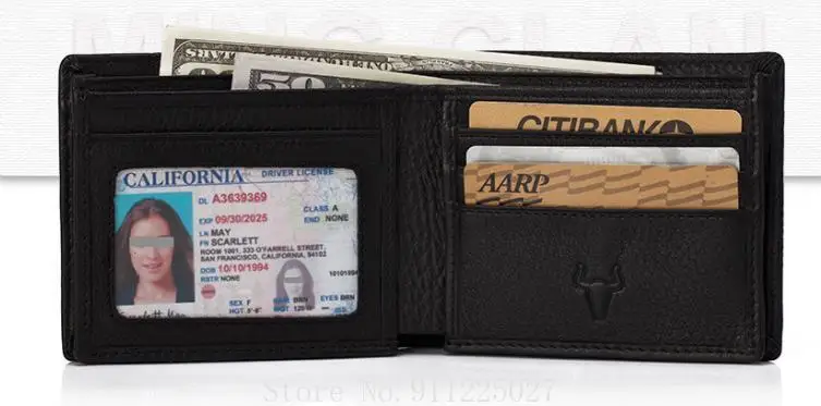 Короткий кошелек из первого слоя кожи коровы с RFID для мужчин - держатель карт и монетник из натуральной кожи с несколькими отделениями для карт и деньгами.