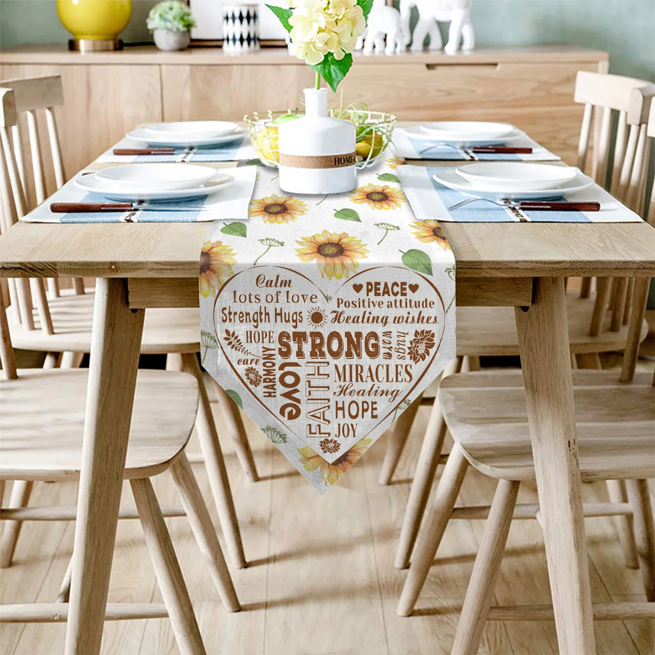 Sunflower Love Healing Words Warm Table Runners For Wedding Party Decoration Modern Runner Home Kitchen Decor | Дом и сад