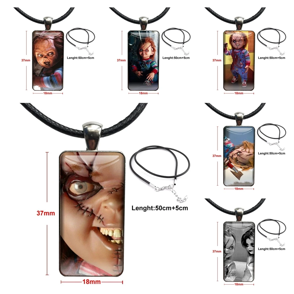 Novelty Chucky Doll Girls For Women Girls Handmade Vintage Jewelry Steel Plated With Glass Cabochon Choker Long Pendant