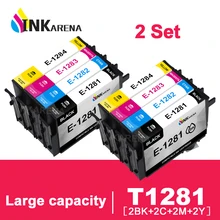 2 SET 1281 Ink Cartridge For EPSON Stylus S22 SX125 SX130 SX230 SX235W SX420W SX425W SX430W SX435W Printer Full With Ink