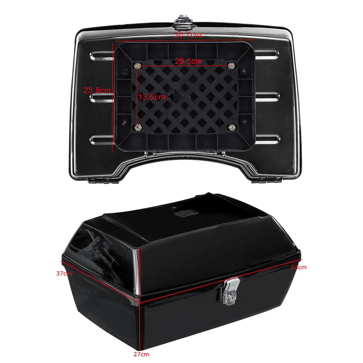 

48L Motorcycle Rear Trunk Luggage Storage Box Tail Trunk Case Toolbox w/Backrest Pad Universal For Motorbike Scooter Cafe Racer