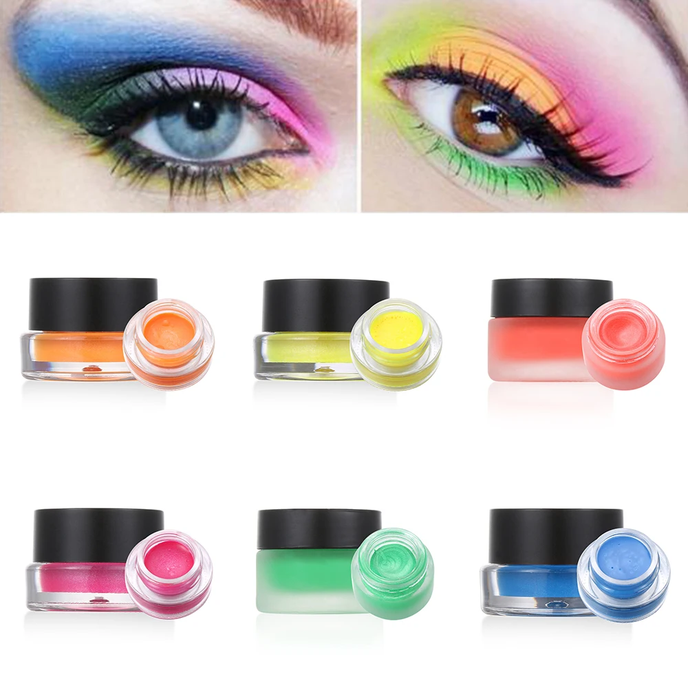 Неоновые светящиеся тени для век 7 цветов флуоресцентный пигмент светится в