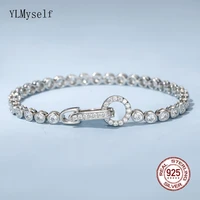 real 925 silver 15 19cm bracelet 3mm shiny cubic zirconia lovely jewelry eternal wedding gift beautiful fine jewellery for women