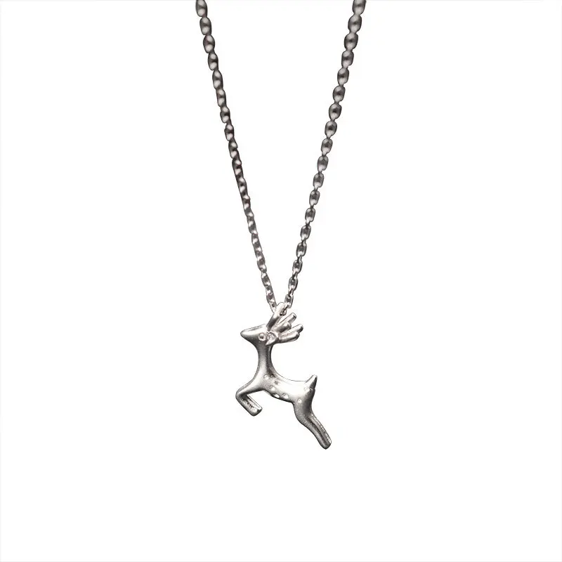 Leouerry матовый лося ожерелье подвеска колье для женщин девочек 925 стерлингового