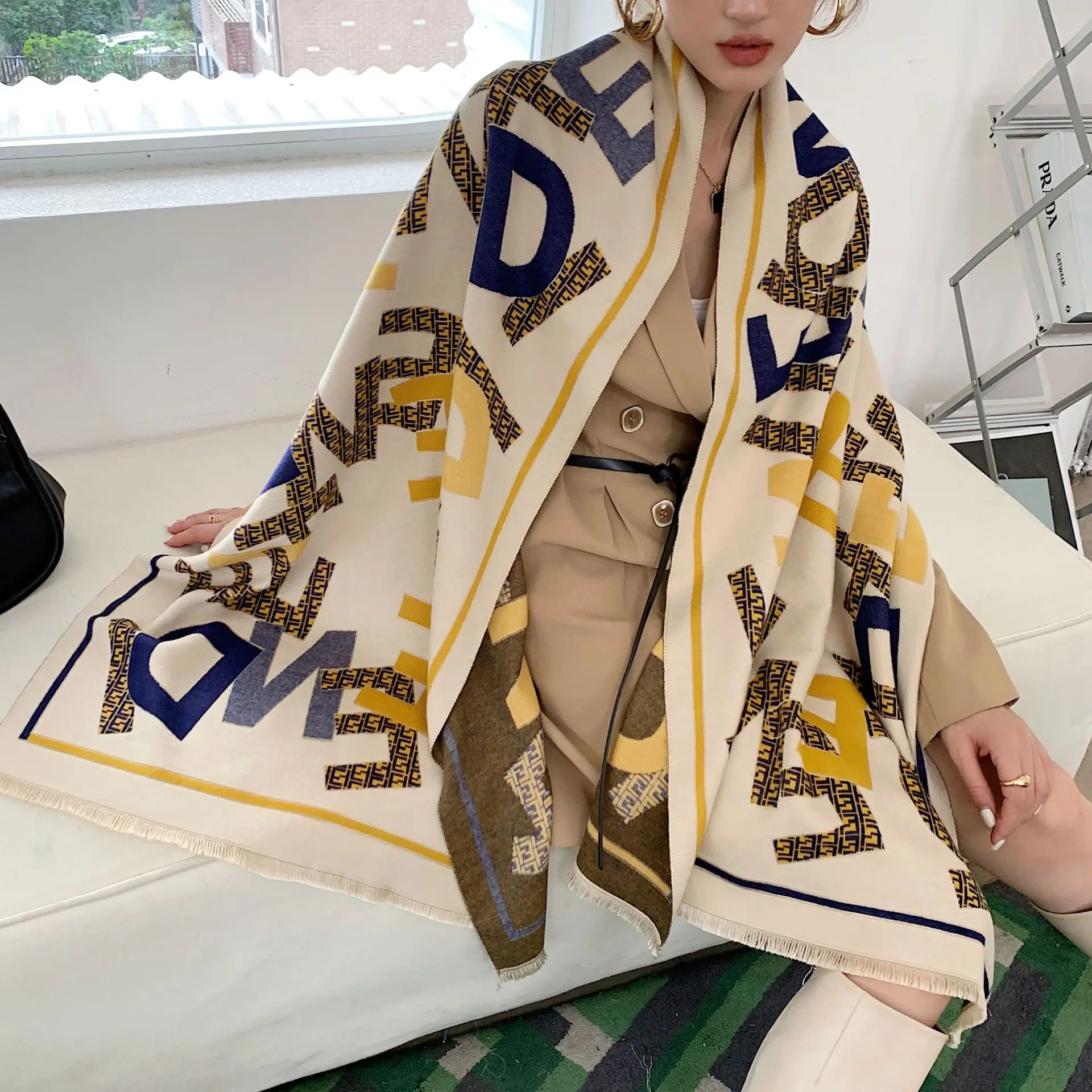 Роскошный кашемировый шарф женские толстые теплые зимние шали из пашмины с