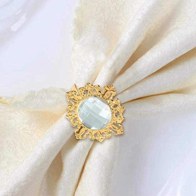

12PCS Acrylic Gold Napkin Ring Table Dinner Decoration for Gifts Christmas Table Decorations