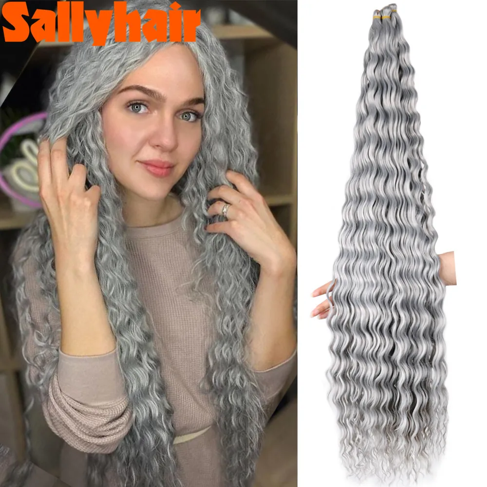 

Sallyhair 32 Inch Soft Long Water Wave Crochet Hair Synthetic Goddess Braiding Hair Natural Wavy Ombre Blonde Hair Extensions