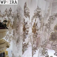 luxury europe embossed curtains for living room 3d floral embroidery vase drape window bedroom velvet bottom blinds z077d