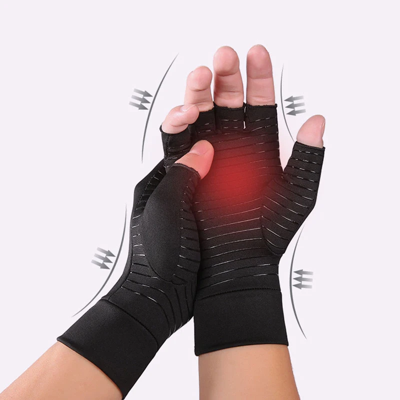 

New 1 Pair Compression Arthritis Gloves For Women Men Joint Pain Relief Half Finger Brace Therapy Wrist Support Anti-slip
