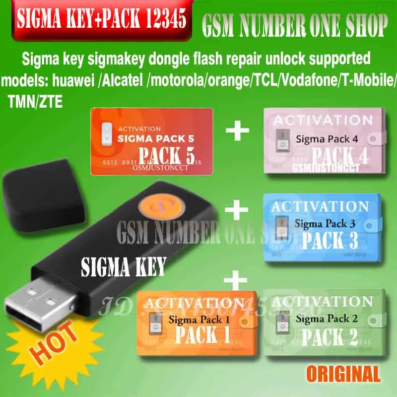 100% оригинальный новый ключ Sigma с упаковкой 1 + 2 3 4 5 активированный sigmakey для alcatel huawei