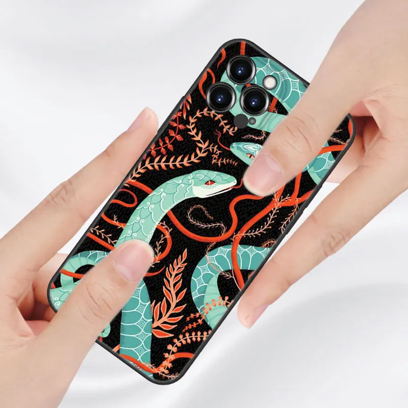 Чехол для телефона со змеиным цветком Apple iPhone 13 12 Mini 11 Pro XS Max XR X 8 7 6S 6 Plus 5S 5 SE 2020
