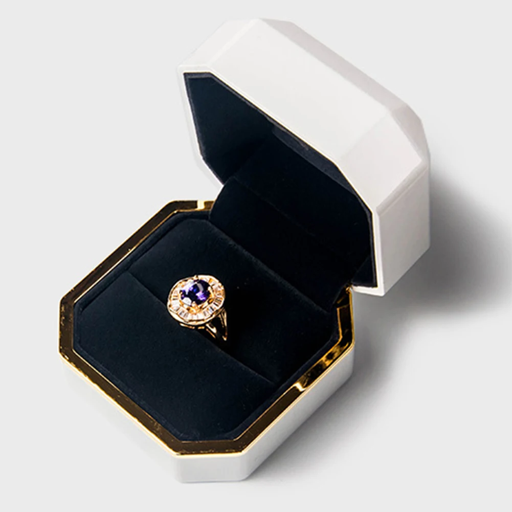 

1pc Earrings Ring Box Storage Jewelry Organizer LED Lighted Engagement Gift Packaging Display Wedding