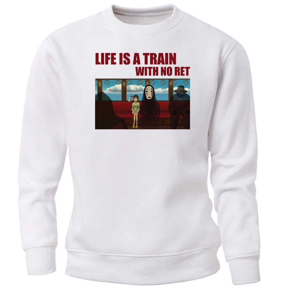 

Japan Spirited Away Sweatshirts Men Anime Movie Crewneck Sweatshirt No Face Man Ogino Chihiro Hoodies Miyazaki Hayao Streetwear