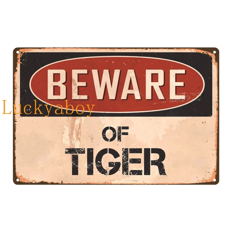 

Beware Metal Plate Plaque Metal Tin Sign Decorative Warning Signs Danger Sign for Man Cave Living Room Door Club Home Wall Decor