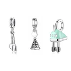 925 стерлингового серебра кулон Творческая кухня посуда для выпекания кексов, шарм, изготовление украшений, подходят к оригиналу Pandora, очаровательный браслет