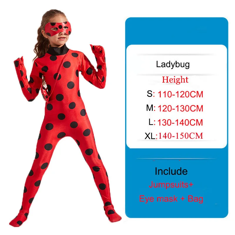 Red 3 Pcs/set Kids Ladybird Costume Clothing Sets Anime Girl Lady Bug Cosplay Marinette Little Beetle Suit Lady Bug Jumpsuit C3082CH - Цвет: Red