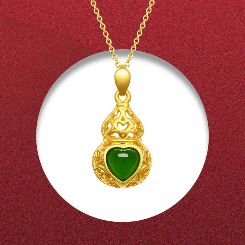 Кольцо Халцедон с кулоном Тыква очаровательные ювелирные изделия Hetian нефритовый