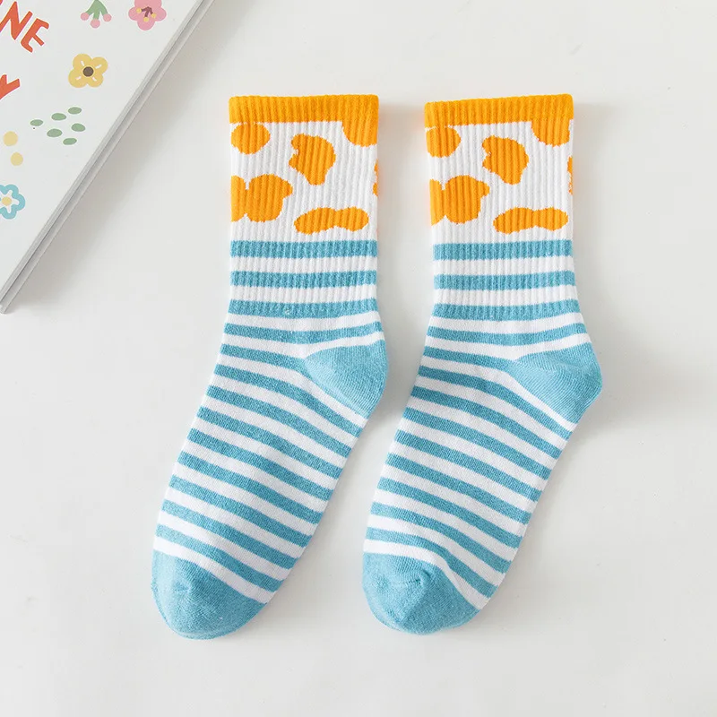 Модные хлопковые носки для взрослых с рисунком голубого неба черного белого