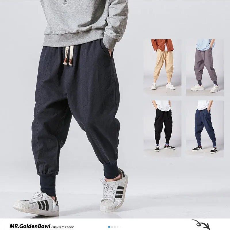 

MrGB 2021 Cotton Linen Jogger Pants Men Streetwear Casual Harem Pants Men Trouser Summer Cool Pants Oversized Men's Clothing