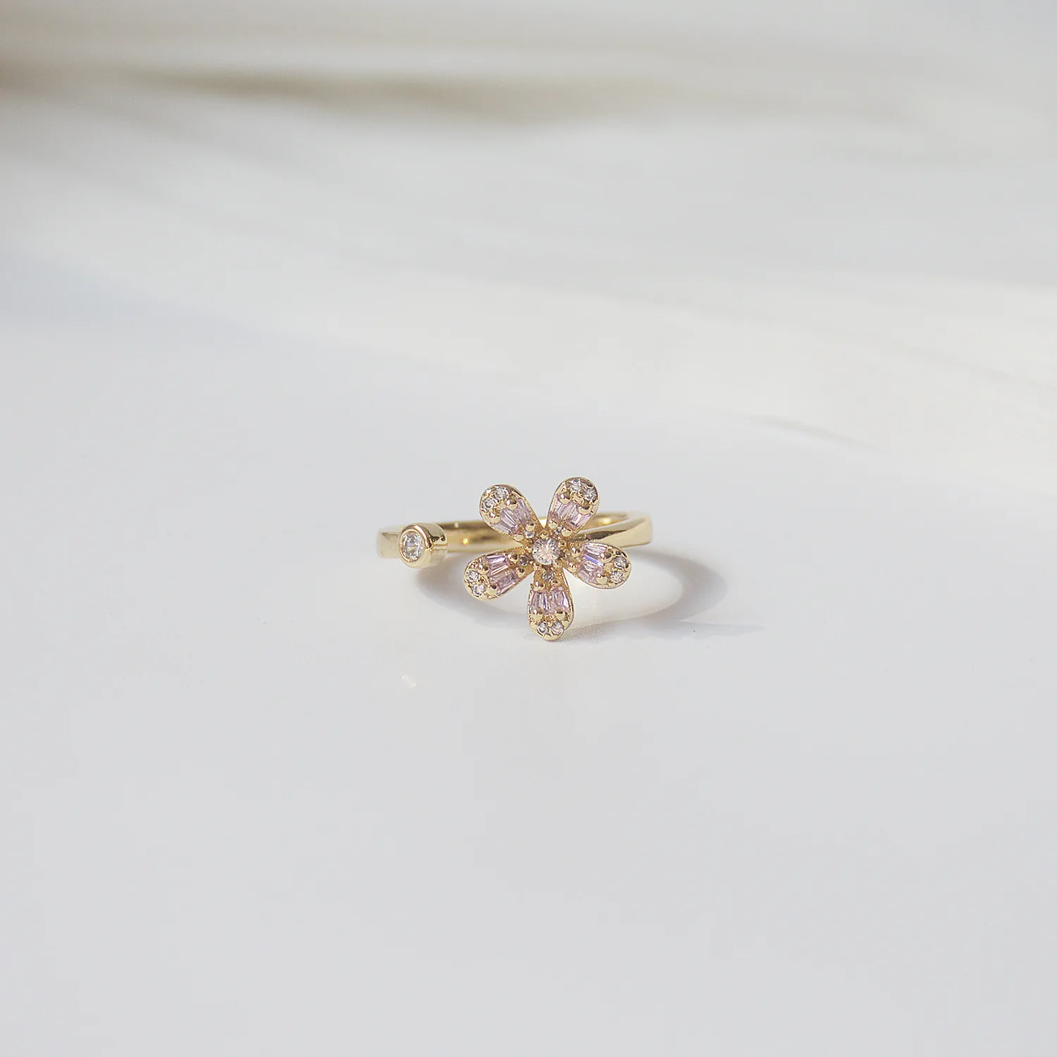 

Korean 14K Real Gold Bling Butterfly Flower CZ AAA Zirconia Women Ring Adjustable Wedding Jewelry Pendant Accessories