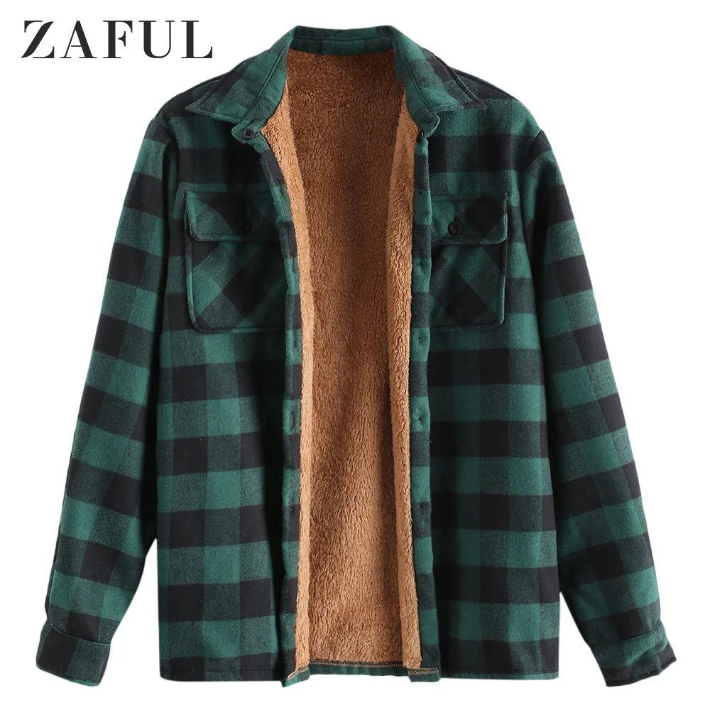 Куртка мужская зимняя клетчатая с нагрудным карманом и длинным рукавом|Мужские